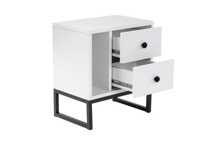 Nordure Glimmer Mesita de Noche Blanca y Negra 45.2x50x29.5 cm